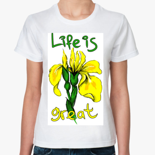 Классическая футболка с принтом Цветок