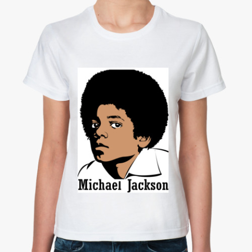 Классическая футболка с принтом Майкл Джексон в юности