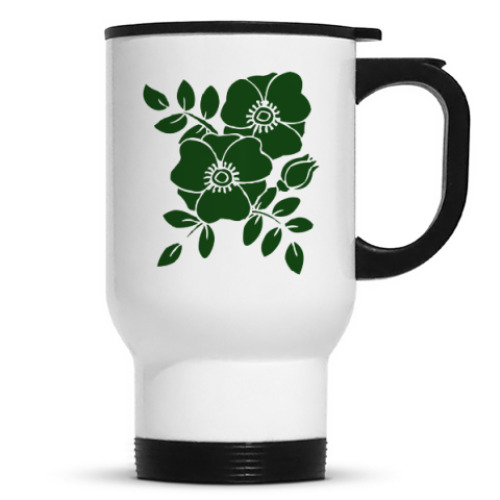 Кружка-термос с принтом Цветы