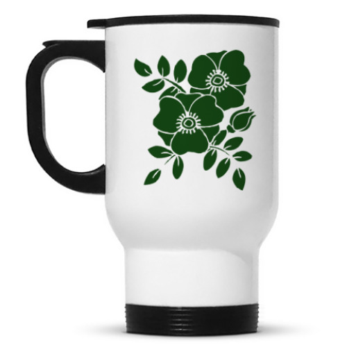 Кружка-термос с принтом Цветы