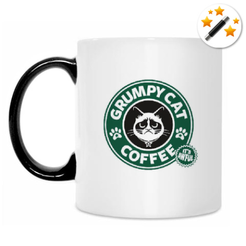 Кружка-хамелеон с принтом Grumpy Cat coffee!