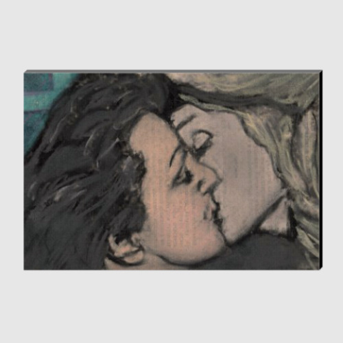 Холст с принтом Поцелуй Эдит Пиаф и Марлен Дитрих