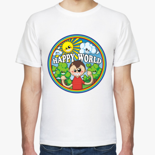 Футболка с принтом Happy World