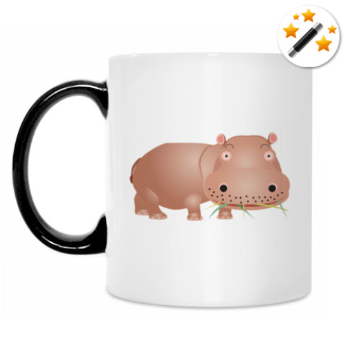 Кружка-хамелеон с принтом Бегемот