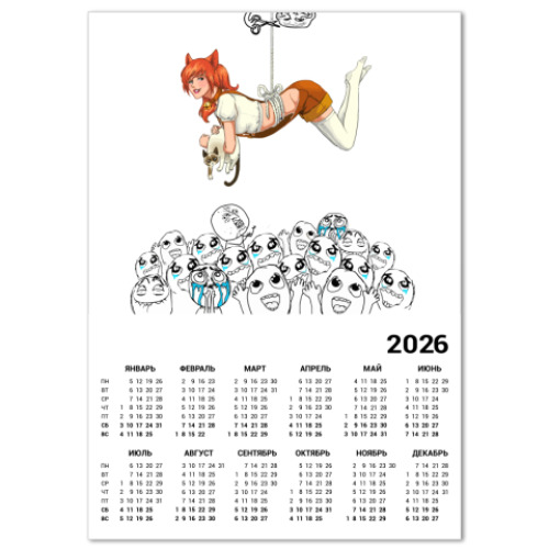 Календарь с принтом Реактор тян