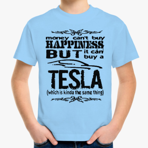 Детская футболка с принтом Tesla