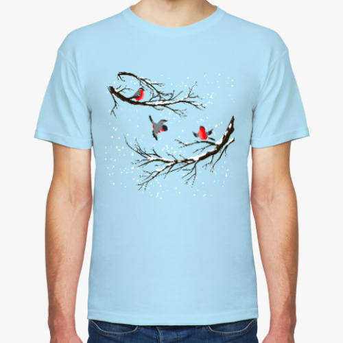 Футболка с принтом Снегири