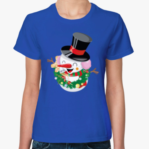Женская футболка с принтом Снеговик