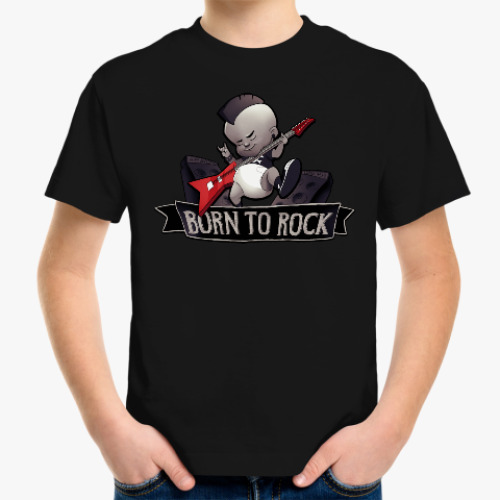Детская футболка с принтом Born to Rock Малыш звезда