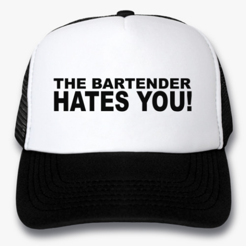 Кепка-тракер с принтом the bartender hates you