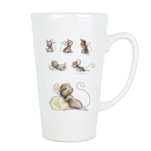 Чашка Латте с принтом мыши