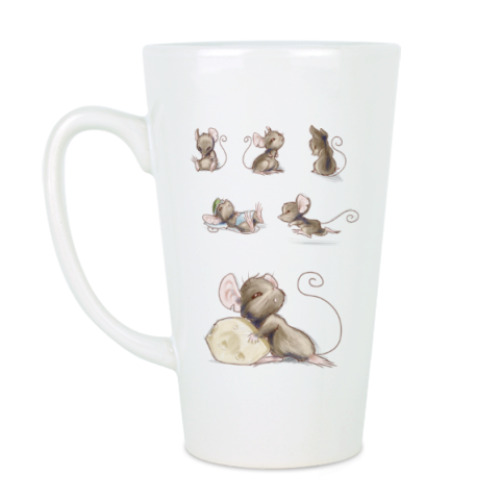 Чашка Латте с принтом мыши