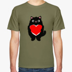 Классическая футболка Кот и большое сердце