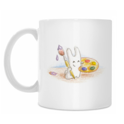 Кружка с принтом Кролик с кисточкой