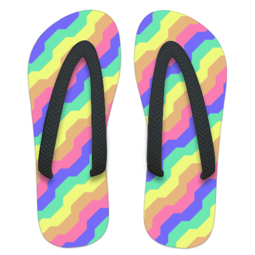 Шлепанцы (сланцы) с принтом Радужные волны