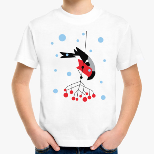 Детская футболка с принтом Снегирь