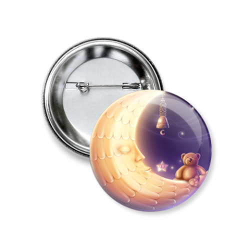 Значок 37мм с принтом Лунный мишка