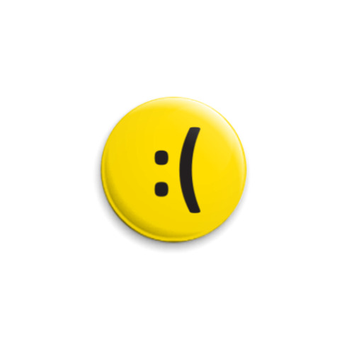Значок 25мм с принтом Грустный смайл