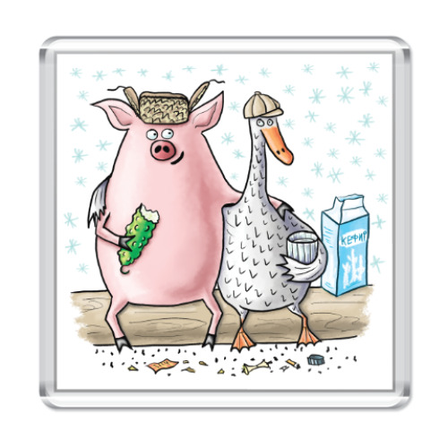 Магнит с принтом Гусь свинье товарищ!