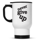 Кружка-термос белая Never give up