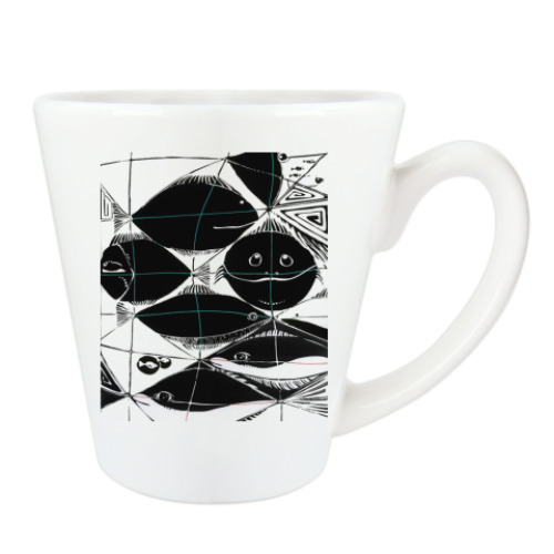 Чашка Латте с принтом 'Рыбы'