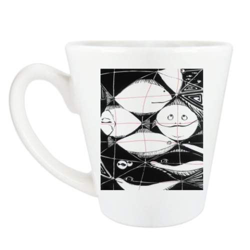 Чашка Латте с принтом 'Рыбы'