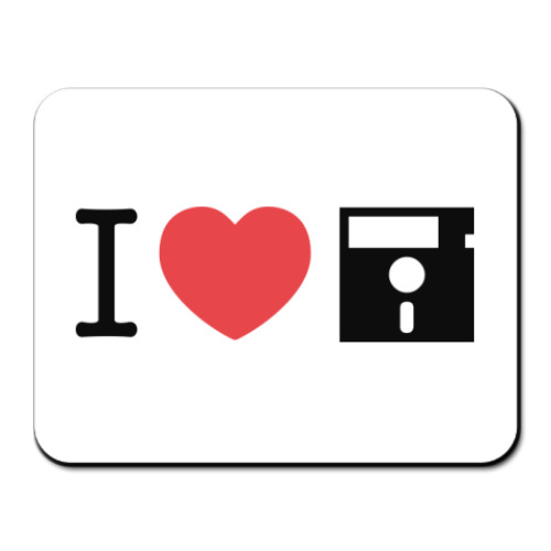 Коврик для мыши с принтом Я ЛЮБЛЮ ДИСКЕТЫ