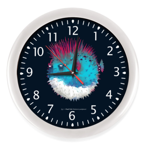 Настенные часы с принтом Брутальная рыба панк Punk fish