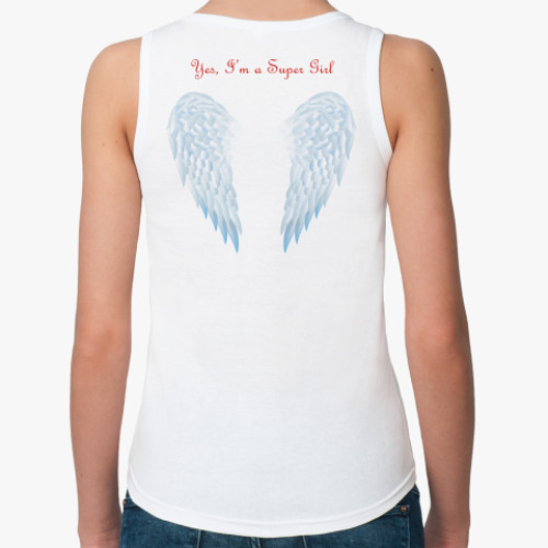 Женская майка с принтом Yes, I'm a Super Girl. Крылья