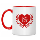Двухцветная кружка i love my boy