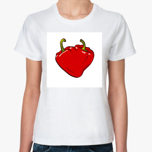 Классическая футболка с принтом Сердце перцы