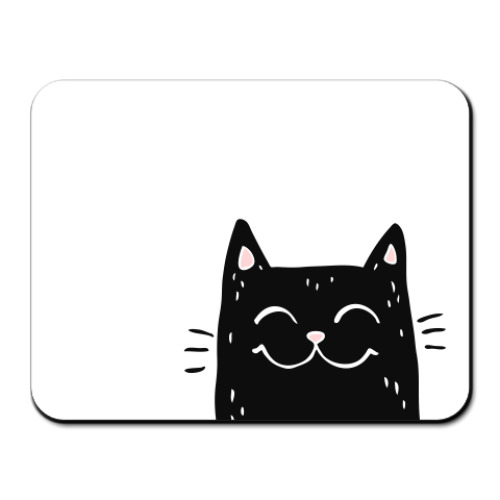 Коврик для мыши с принтом Черный кот