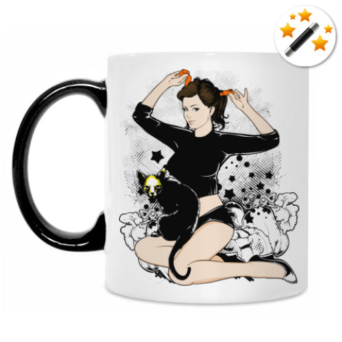 Кружка-хамелеон с принтом Pin-up Halloween