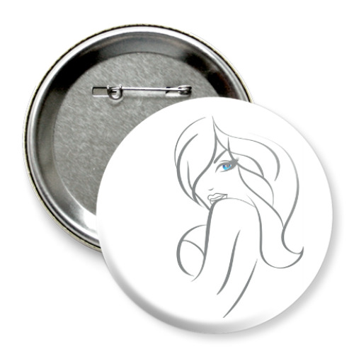 Значок 75мм с принтом девушка с голубыми глазами