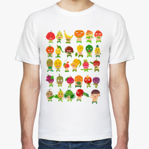 Футболка с принтом Фрукты, Овощи и Ягоды