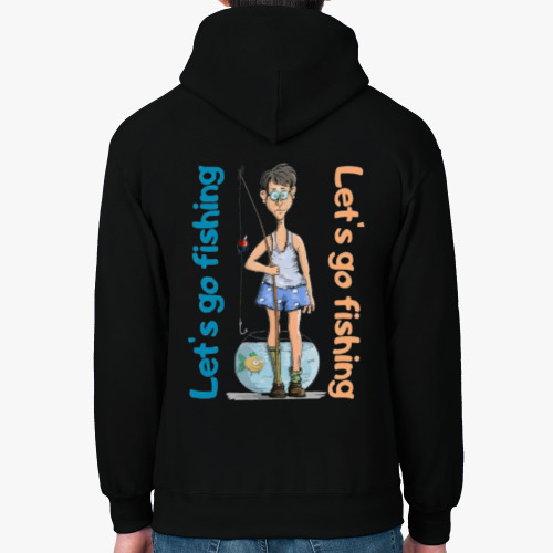 Толстовка худи с принтом Поедем на рыбалку