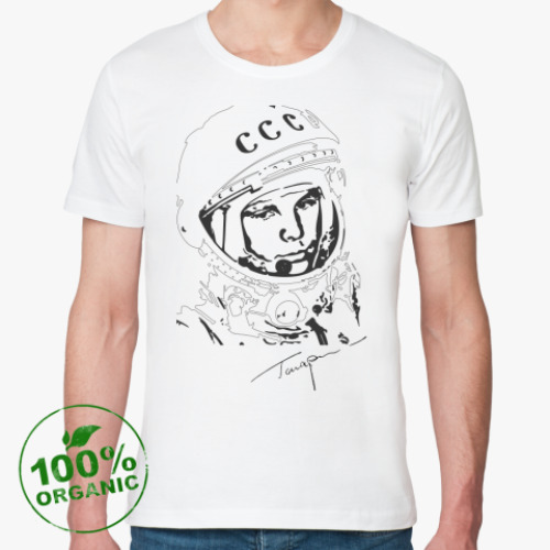 Футболка из органик-хлопка с принтом Yuri Gagarin