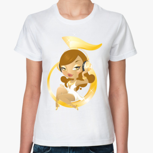 Классическая футболка с принтом Девушка