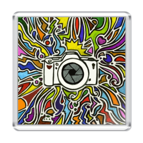 Магнит с принтом vectorized camera