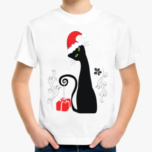 Детская футболка с принтом кошка