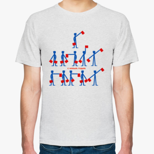 Футболка с принтом С Новым Годом. Русская флажковая азбука.