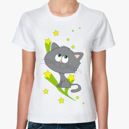 Классическая футболка с принтом   Space cat