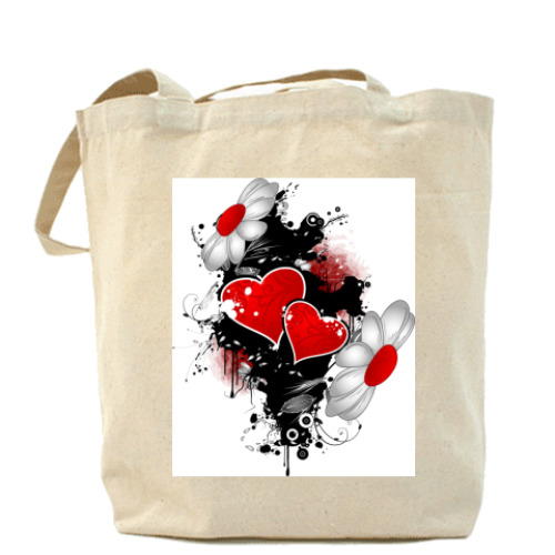 Сумка шоппер с принтом Сердца