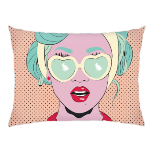 Подушка с принтом Heart Glasses Girl