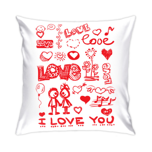 Подушка с принтом Любовь - I Love You