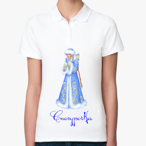 Женская рубашка поло (печать) с принтом Новый год