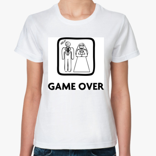 Классическая футболка с принтом Game Over. HELP!