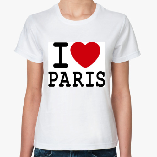Классическая футболка с принтом I Love Paris