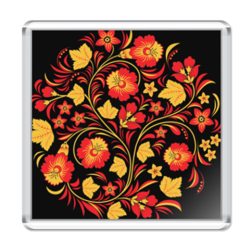 Магнит с принтом Хохлома цветы