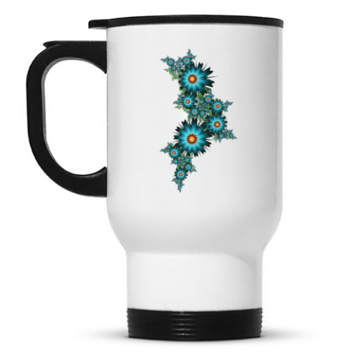 Кружка-термос с принтом Цветы